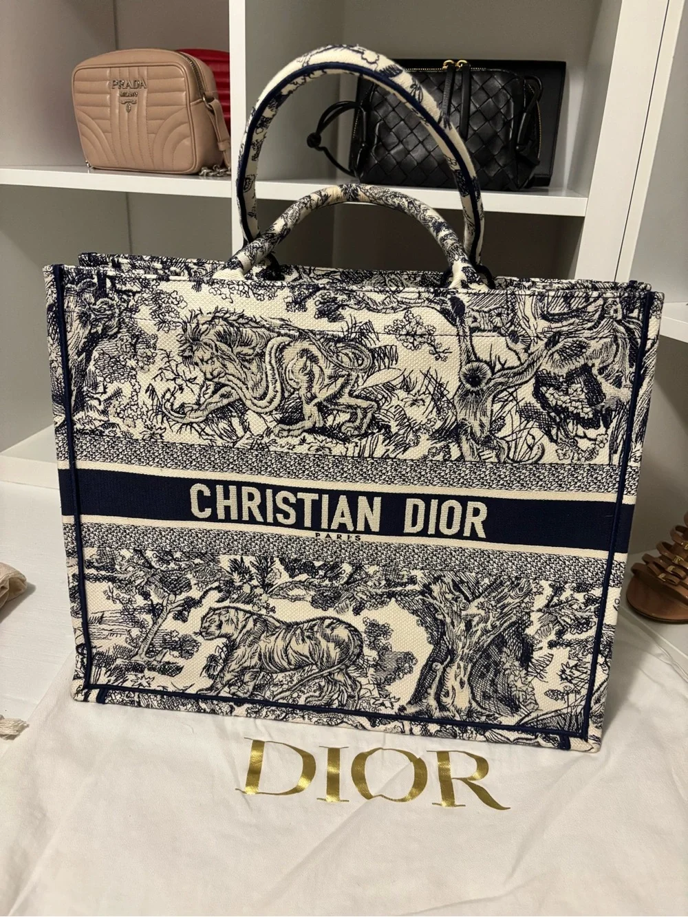 Dior Navy and Cream Toile de Jour Tote